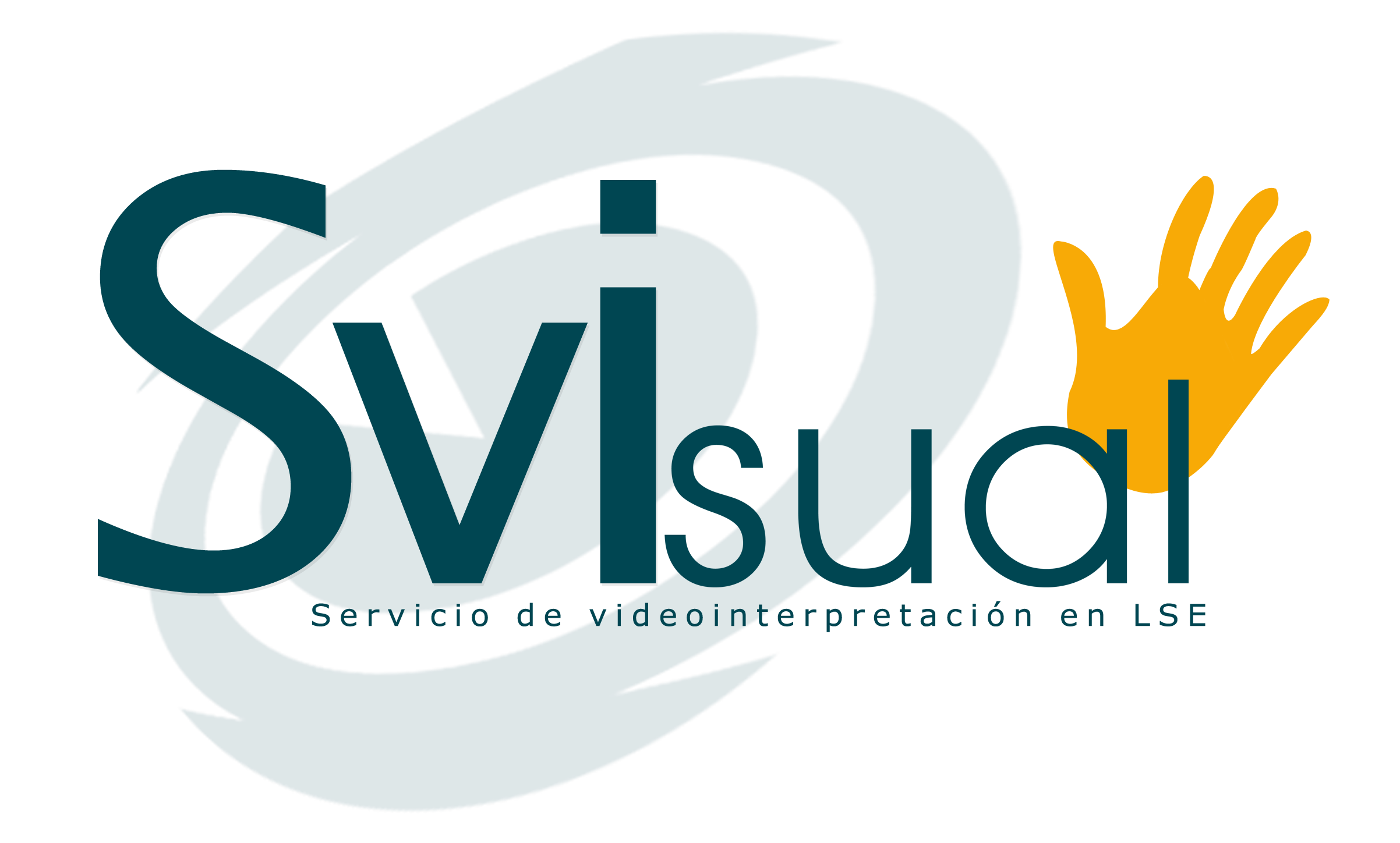 logo del servicio de videointerpretación con cículo detrás de las letras en verde y una mano que saluda