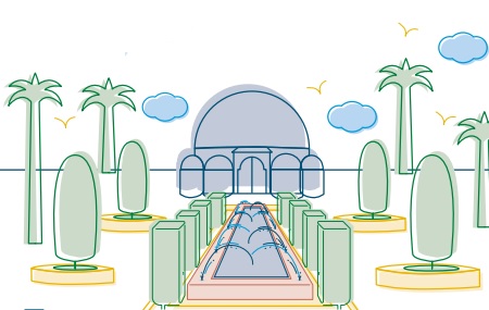 dibujo del Observatorio y jardines en el Parque Municipal de Elche